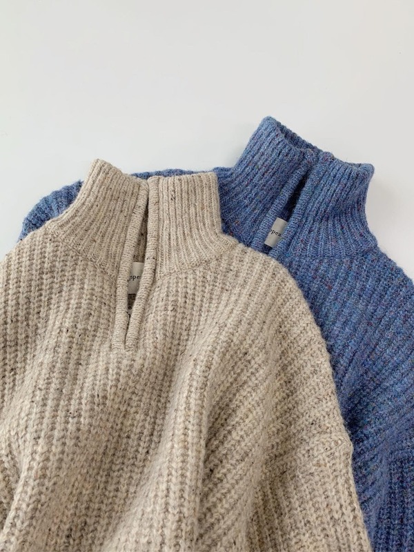 ap wool half-zip rib sweater