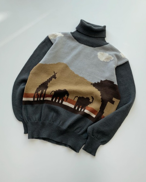 | USED | KF870. pattern turtle-neck wool knit