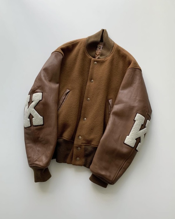 | USED | leather sleeve wool varcity jacket